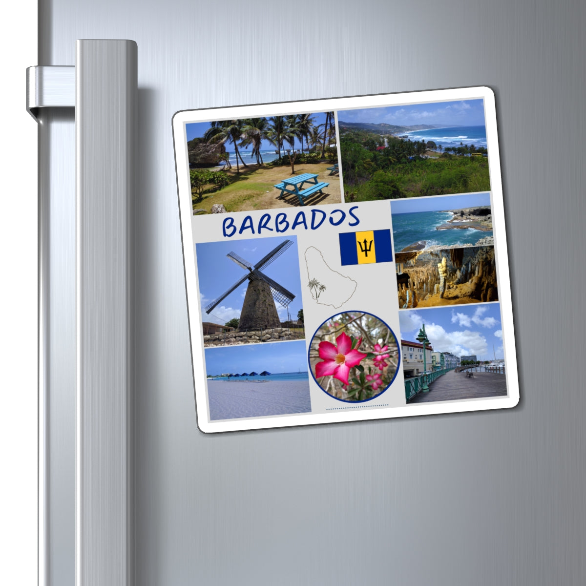 Barbados Photo Collage Magnet — Tropical Island Souvenir Refrigerator Magnet