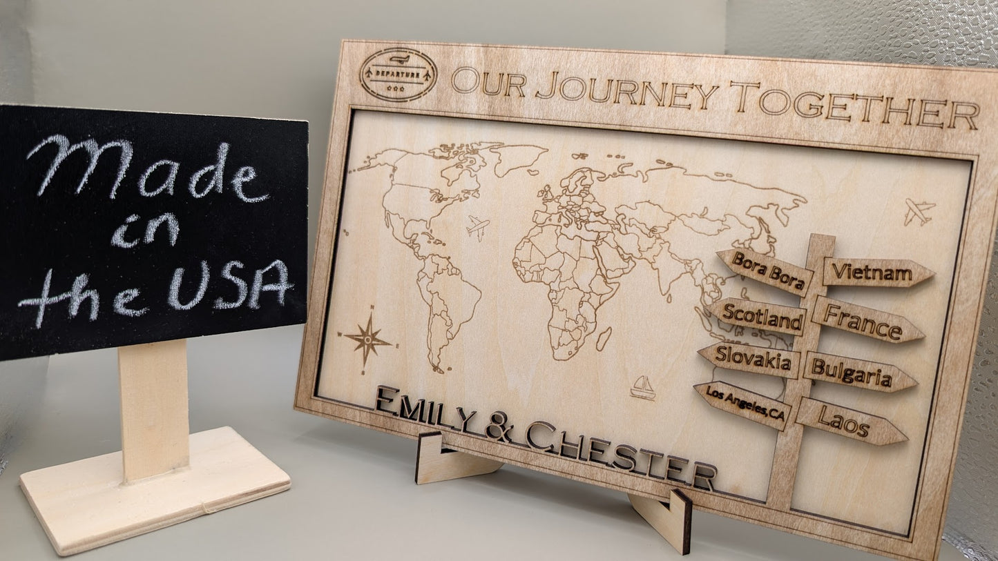 Personalized Laser-Cut Wood Map Frame – Travel Destination Gift