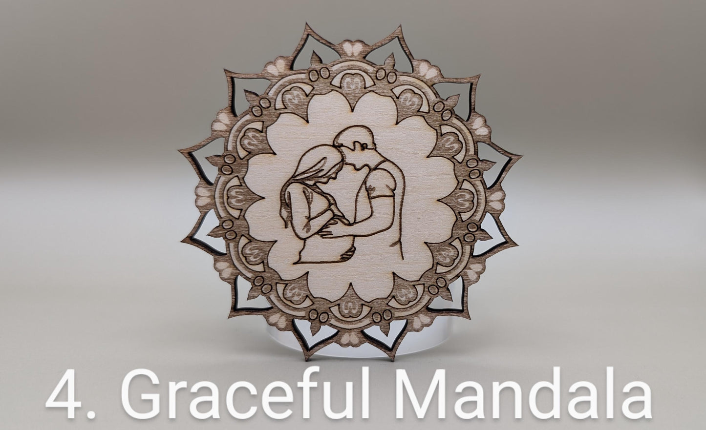 Intricate Custom Pregnancy Wood Mandala Fridge Magnet, Spiritual Decor, Unique, Prenatal Gift for Baby Shower or Pregnancy Announcement