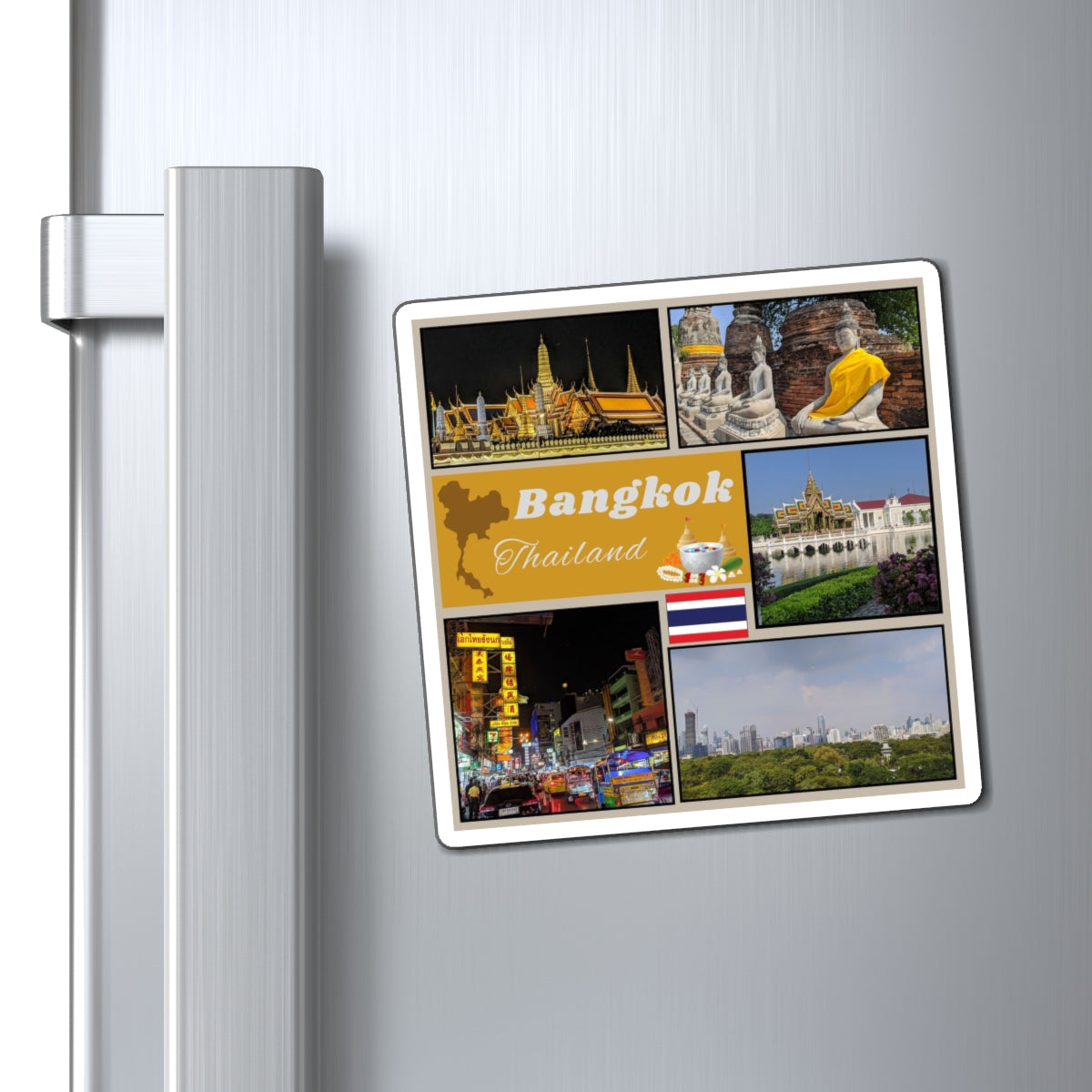 Bangkok Thailand Photo Collage Magnet — Travel Souvenir Refrigerator Magnet