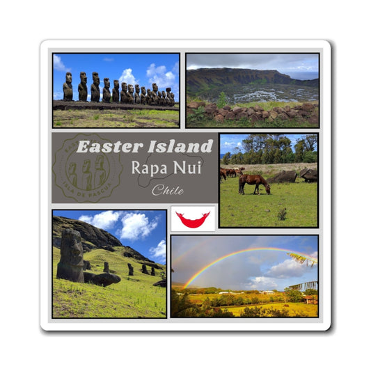 Easter Island Rapa Nui Photo Collage Magnet — Chile Travel Souvenir