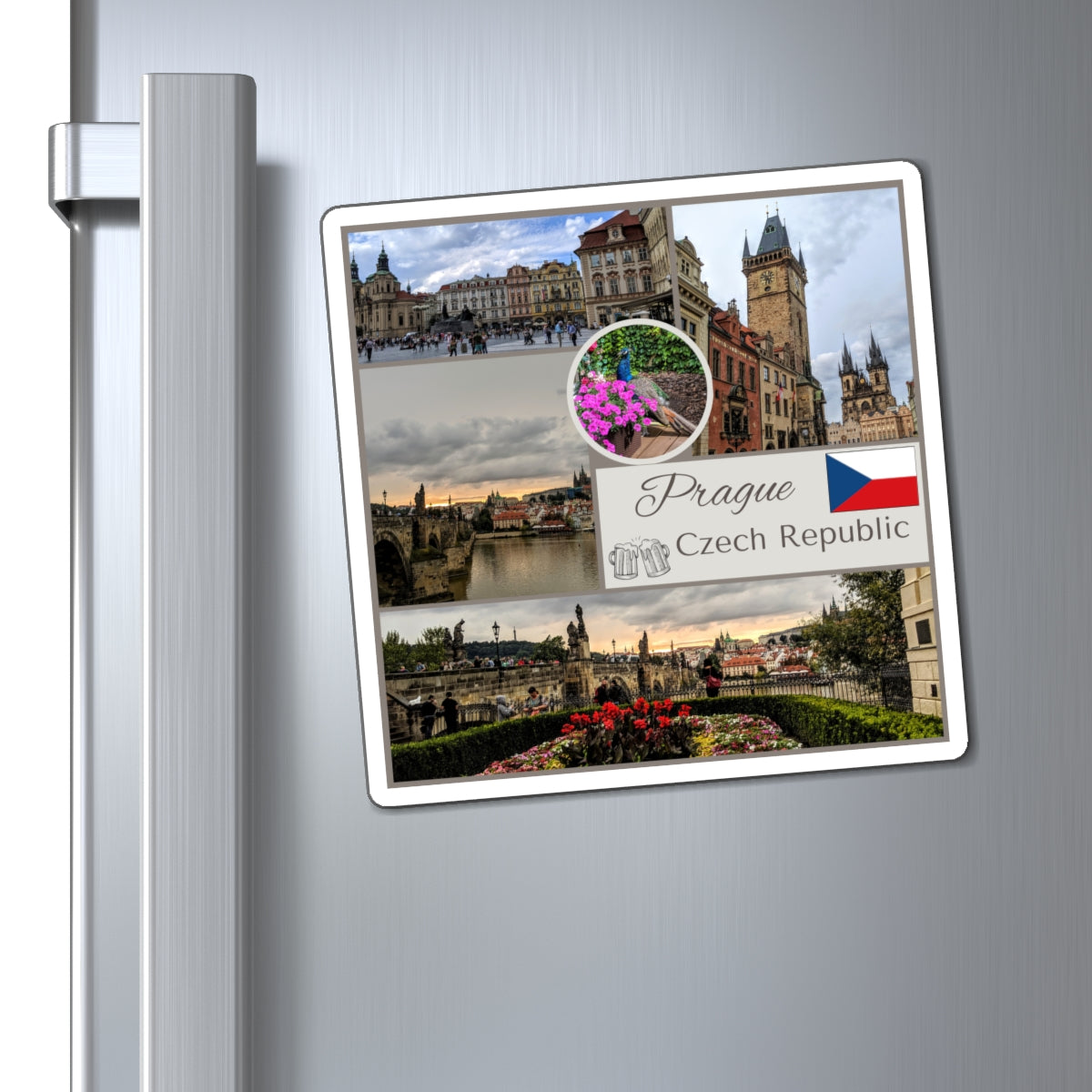 Prague Czech Republic Photo Collage Magnet — Travel Souvenir Refrigerator Magnet