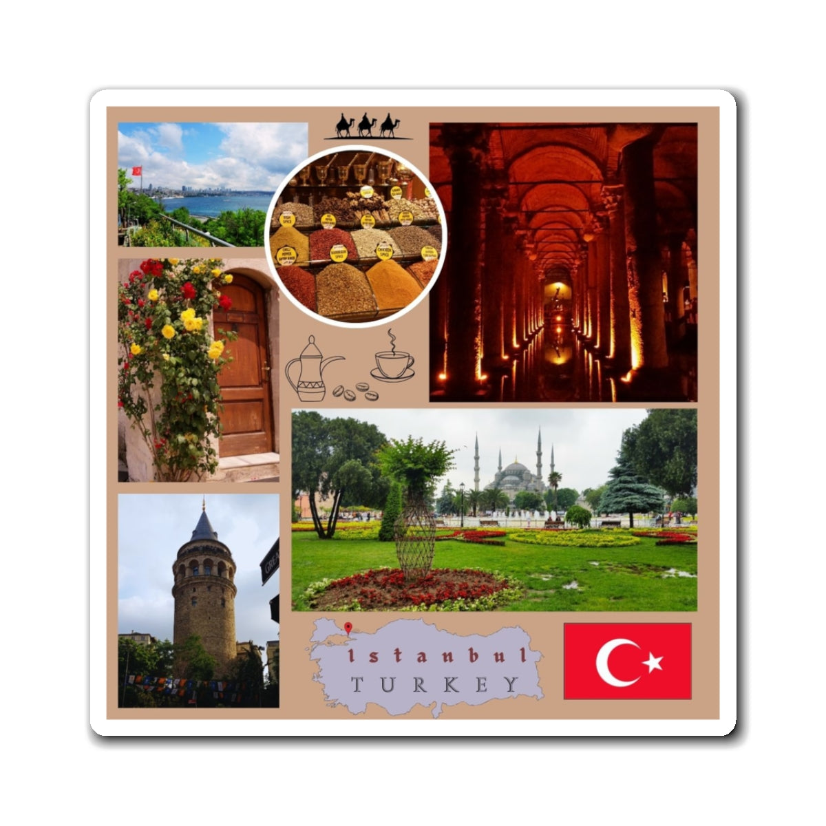 Istanbul Travel Collage Magnet — Turkey Souvenir Refrigerator Magnet