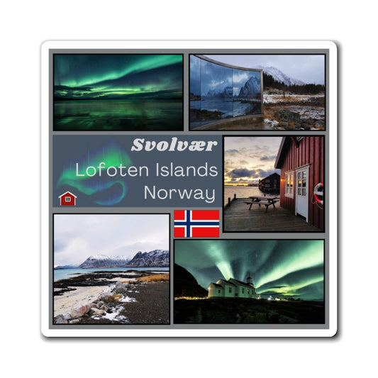 Norway Northern Lights Fridge Magnet - Svolvær Winter Travel
