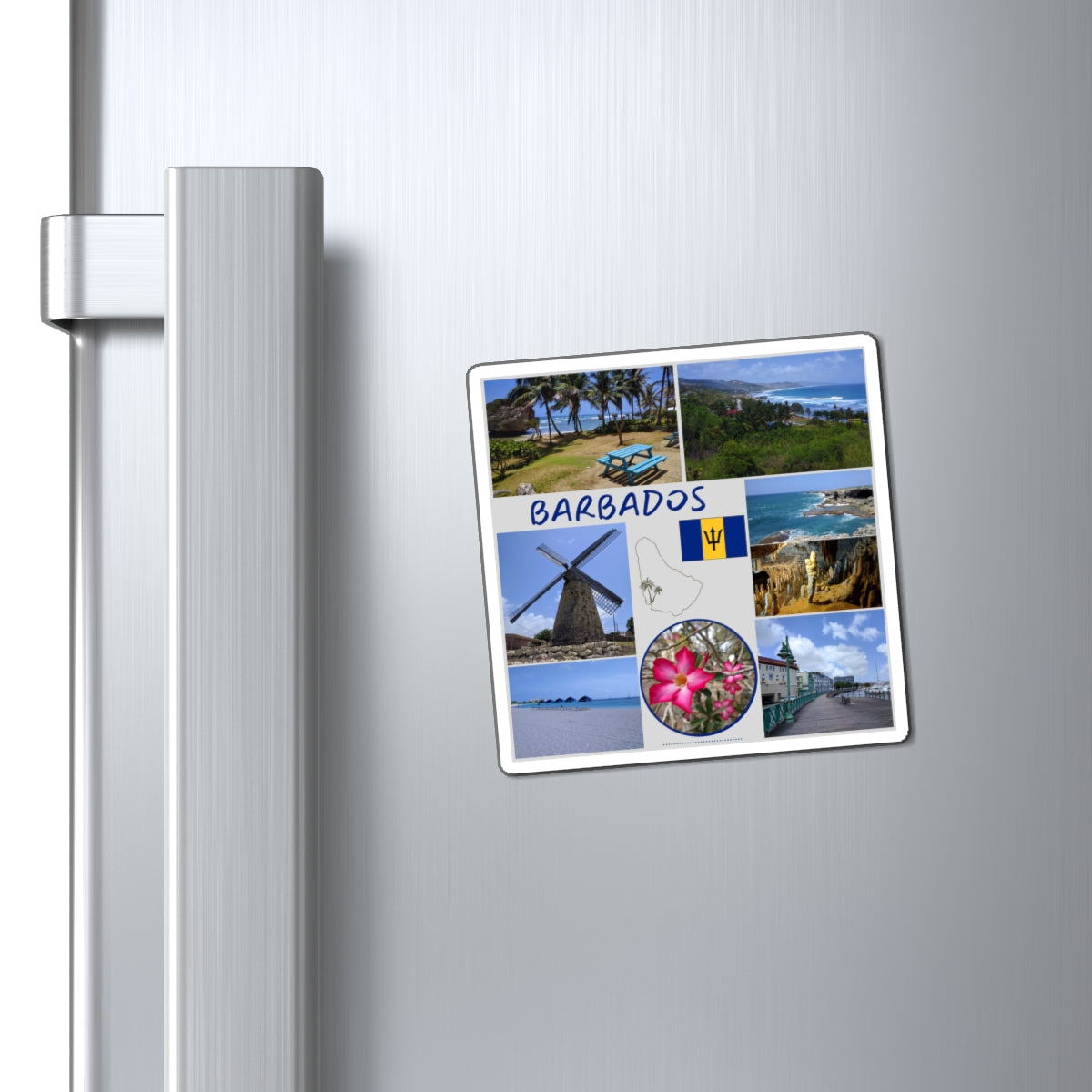 Barbados Photo Collage Magnet — Tropical Island Souvenir Refrigerator Magnet
