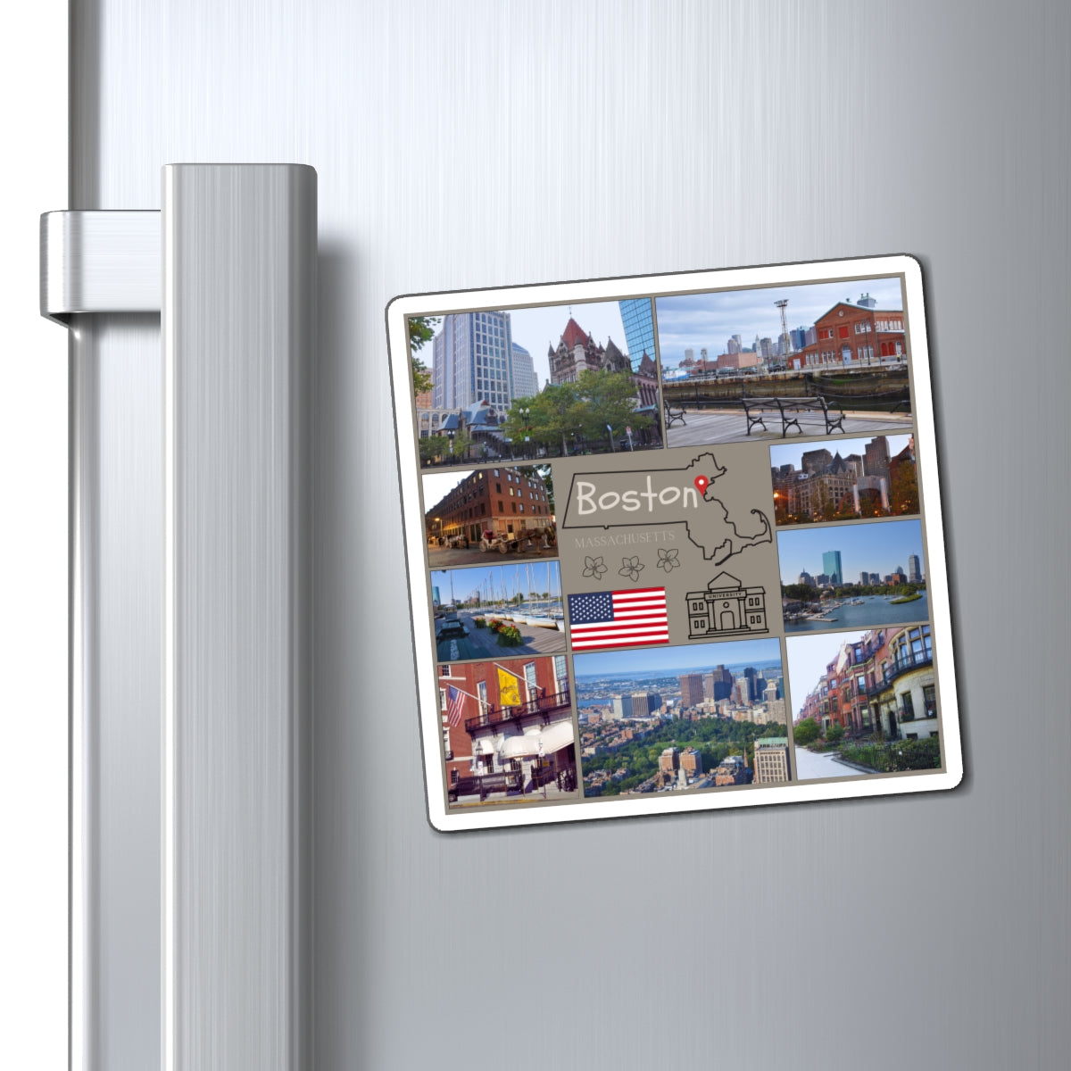 Boston Travel Magnet - Massachusetts Souvenir, City Landmarks