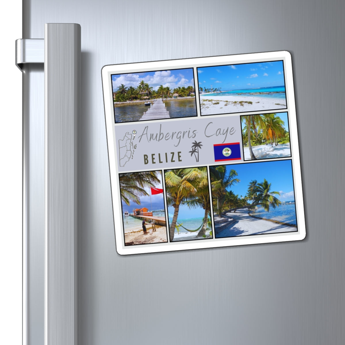 Ambergris Caye Belize Matte Vinyl Magnet | Caribbean Island Beach Fridge Decor