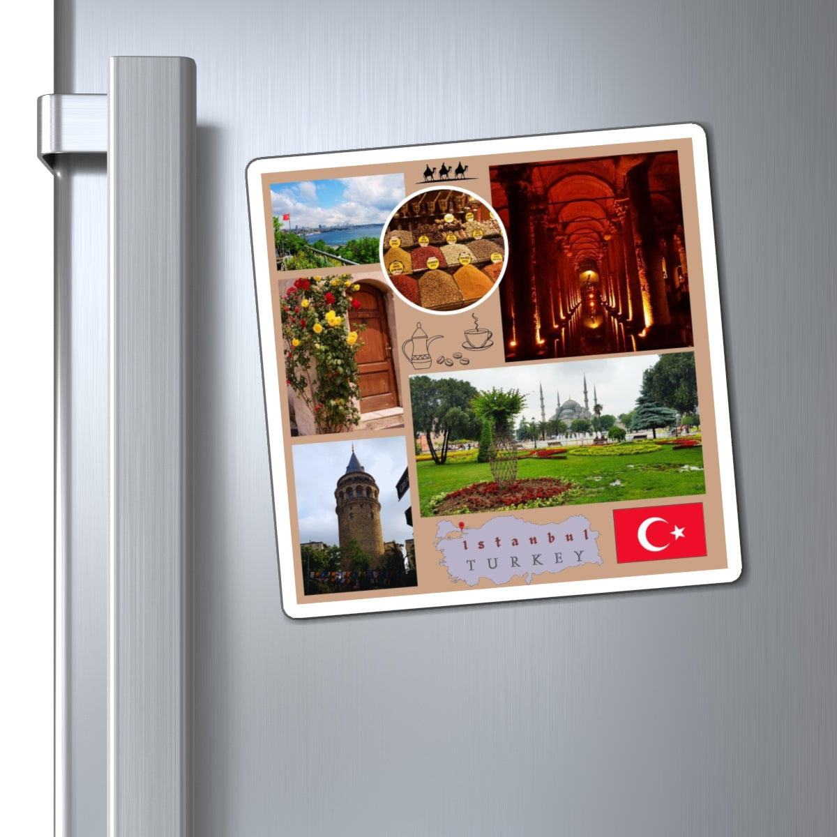 Istanbul Travel Collage Magnet — Turkey Souvenir Refrigerator Magnet