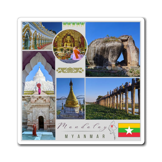 Mandalay Myanmar Matte Vinyl Magnet | Historic Cultural Capital Fridge Decor