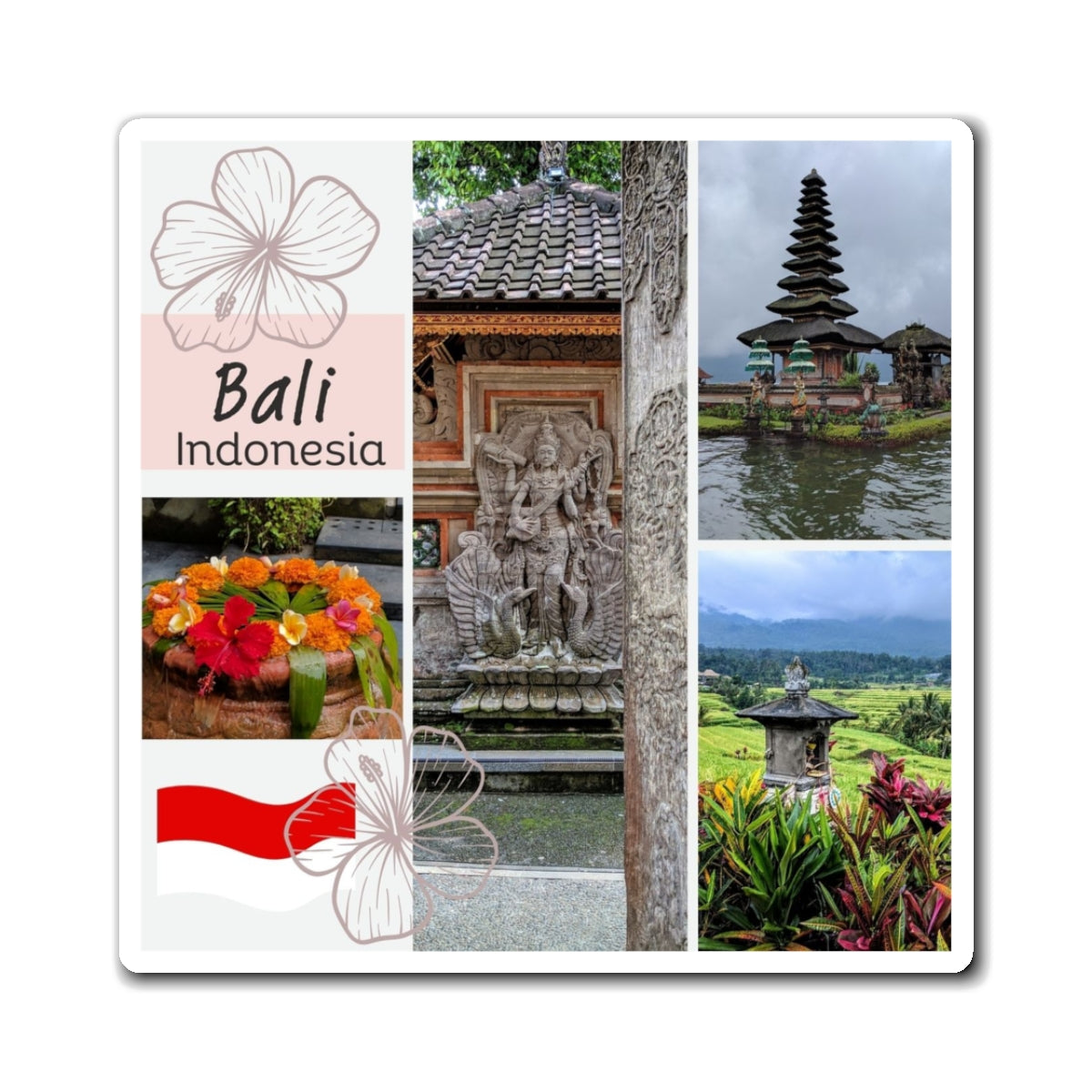 Bali Indonesia Photo Collage Magnet – Travel Souvenir Fridge Magnet