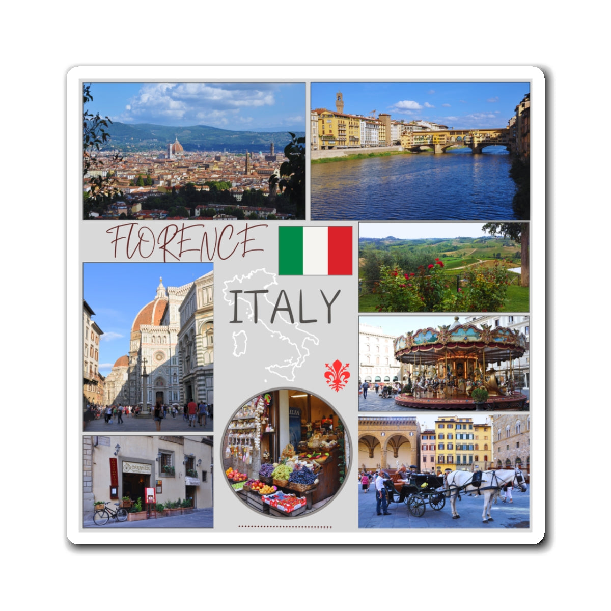Florence Italy Matte Vinyl Magnet | Firenze Ponte Vecchio Tuscan Fridge Decor