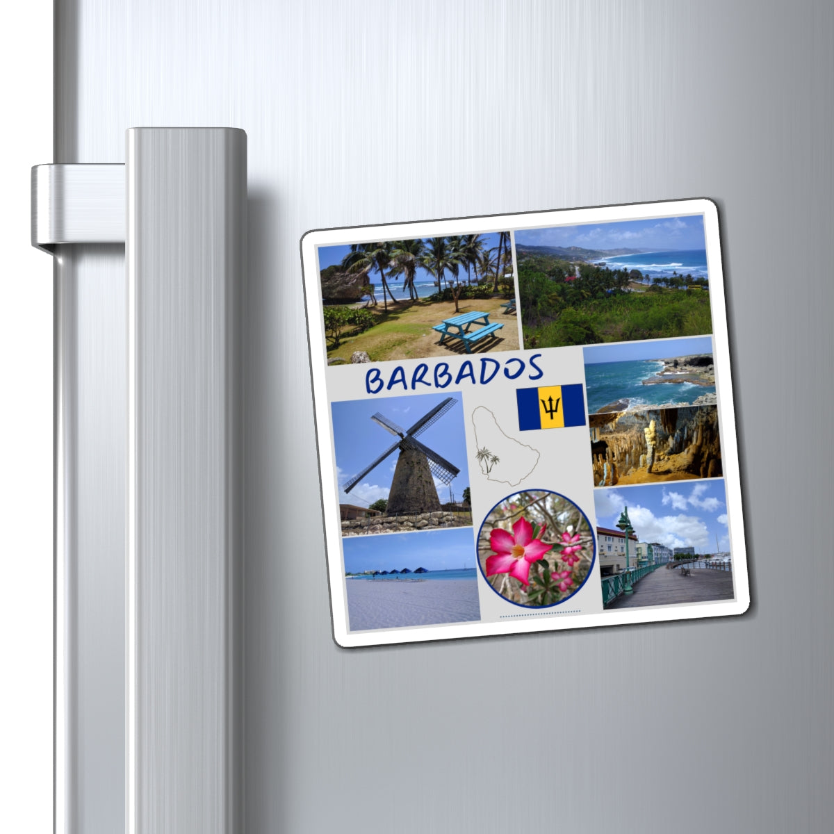 Barbados Photo Collage Magnet — Tropical Island Souvenir Refrigerator Magnet