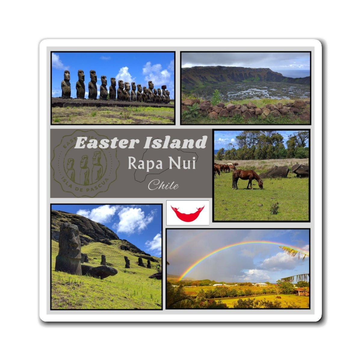 Easter Island Rapa Nui Photo Collage Magnet — Chile Travel Souvenir