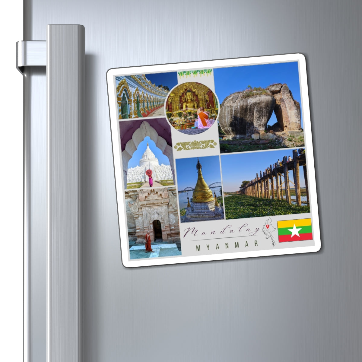 Mandalay Myanmar Matte Vinyl Magnet | Historic Cultural Capital Fridge Decor