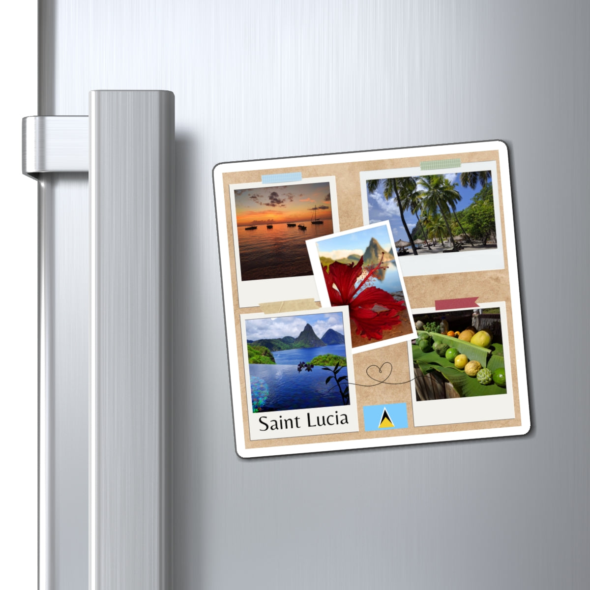 Premium St Lucia Caribbean Travel Magnet – Custom Island Souvenir & Gift