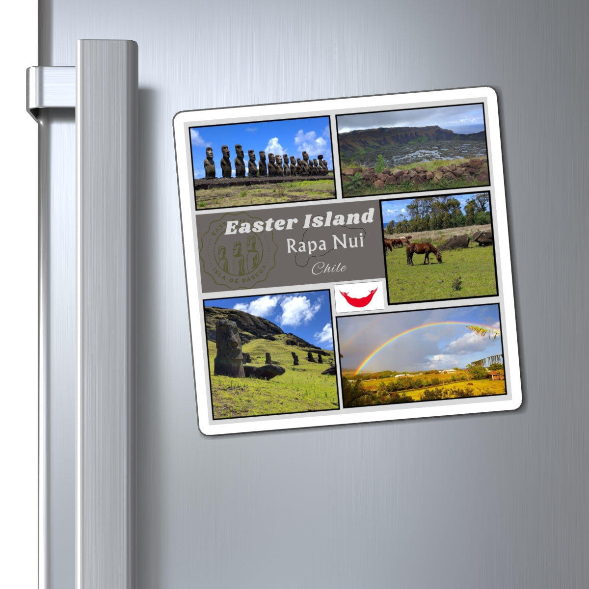 Easter Island Rapa Nui Photo Collage Magnet — Chile Travel Souvenir