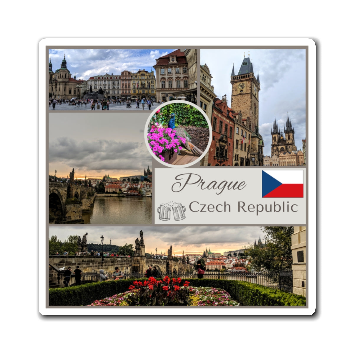 Prague Czech Republic Photo Collage Magnet — Travel Souvenir Refrigerator Magnet