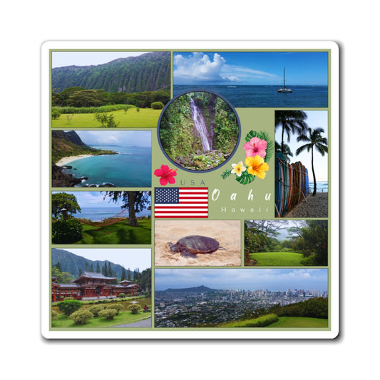 Oahu Hawaii Travel Magnet – Honolulu & Waikiki Beach Souvenir