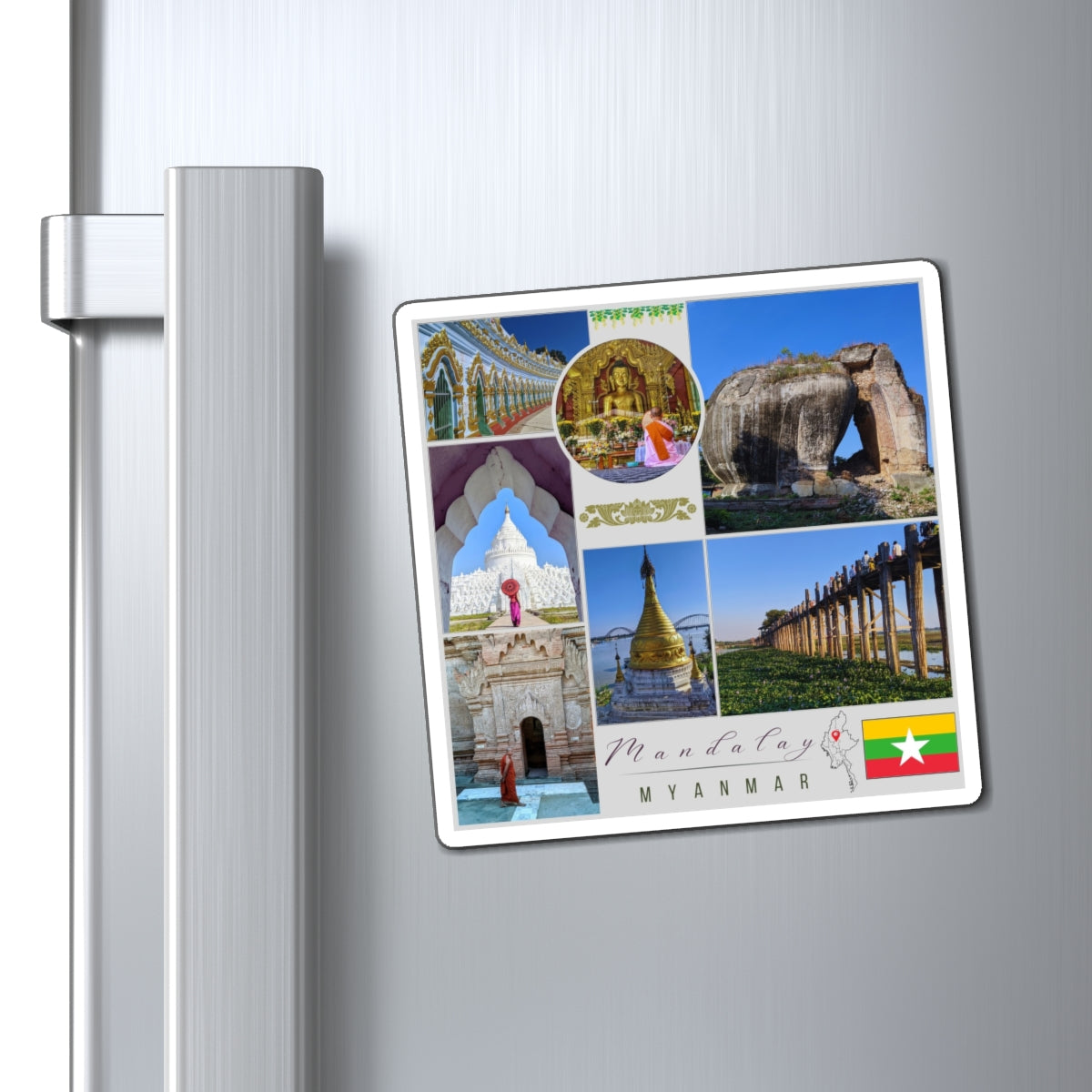 Mandalay Myanmar Matte Vinyl Magnet | Historic Cultural Capital Fridge Decor
