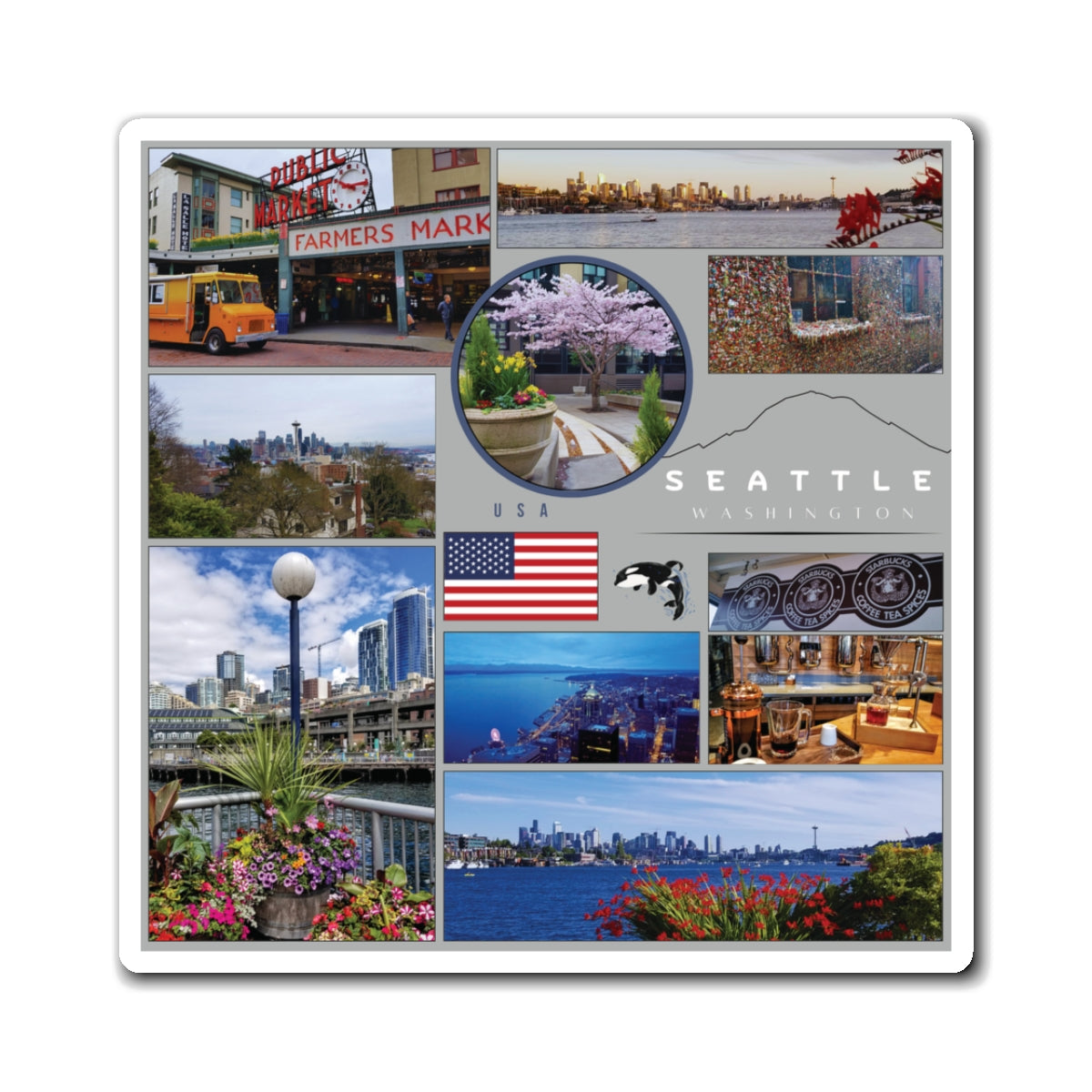 Seattle Washington Travel Magnet – Iconic Emerald City Skyline Souvenir