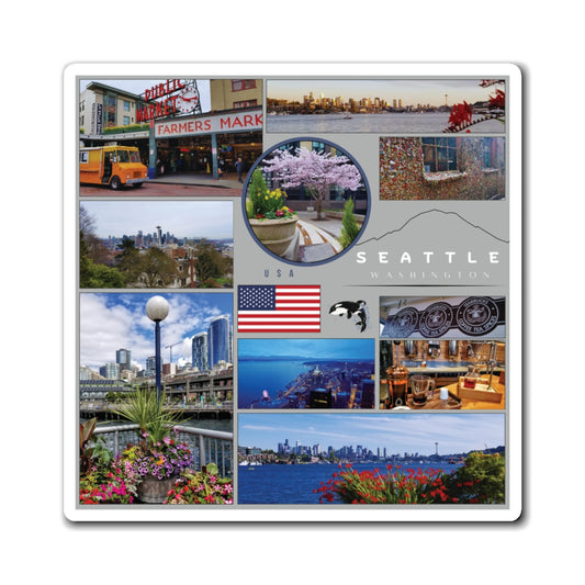 Seattle Washington Travel Magnet – Iconic Emerald City Skyline Souvenir