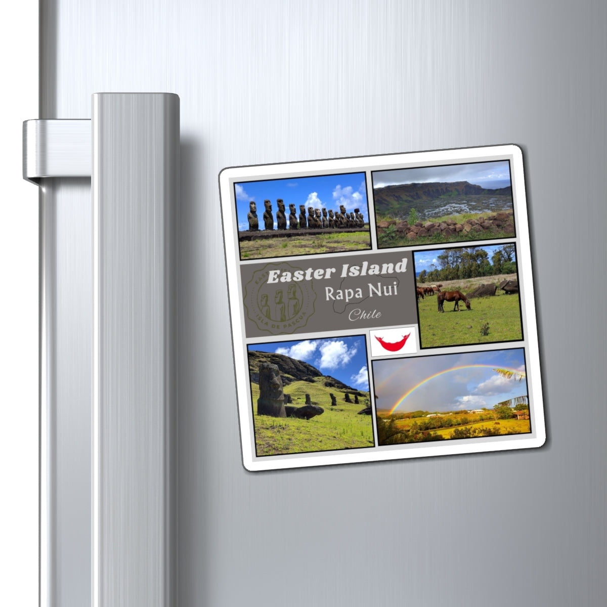 Easter Island Rapa Nui Photo Collage Magnet — Chile Travel Souvenir