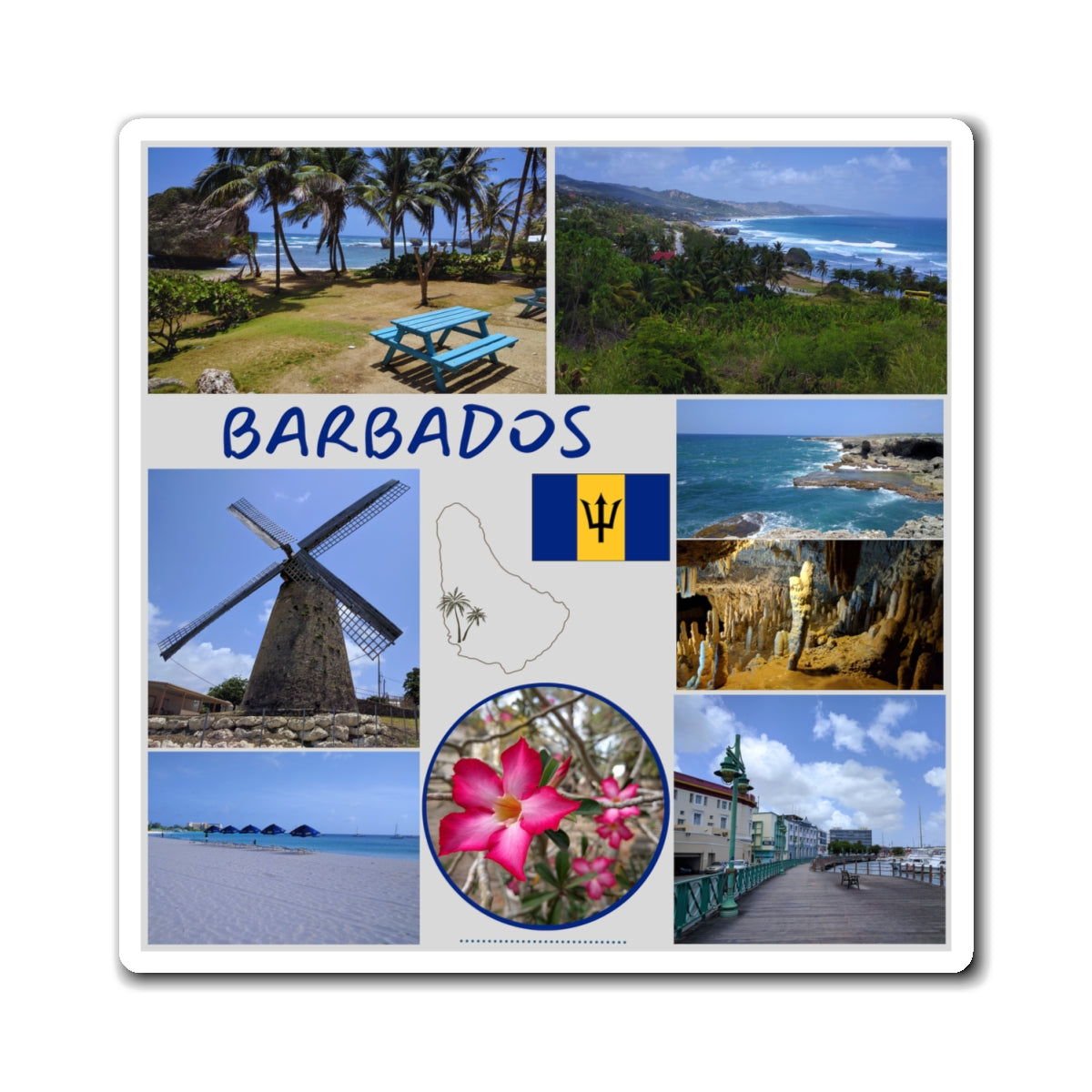 Barbados Photo Collage Magnet — Tropical Island Souvenir Refrigerator Magnet
