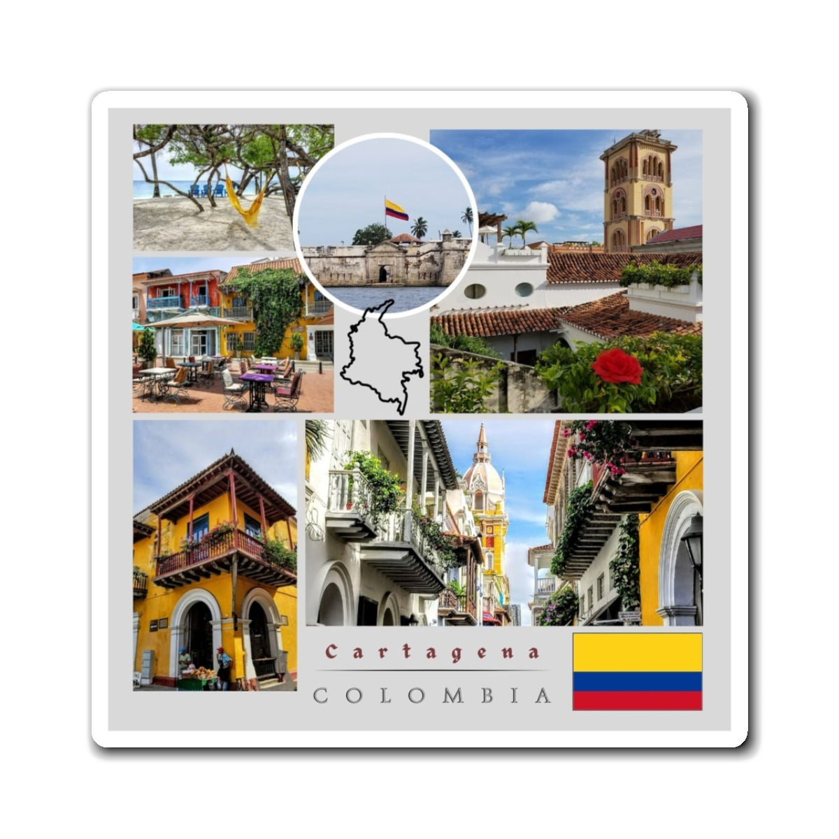 Cartagena Colombia Photo Collage Magnet – Travel Souvenir Refrigerator Magnet