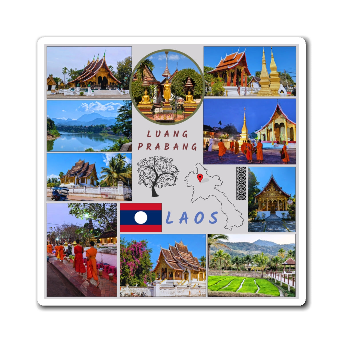 Premium Luang Prabang Laos Travel Magnet – Custom Souvenir & Gift