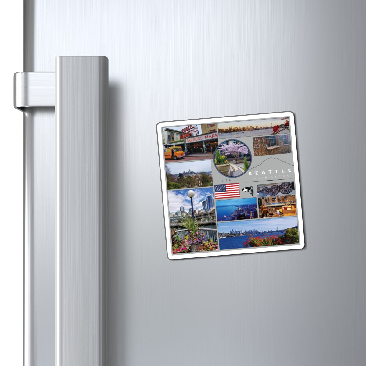 Seattle Washington Travel Magnet – Iconic Emerald City Skyline Souvenir
