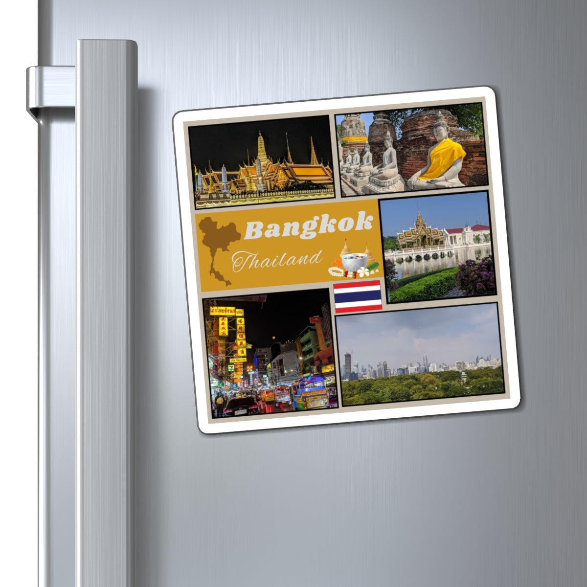 Bangkok Thailand Photo Collage Magnet — Travel Souvenir Refrigerator Magnet