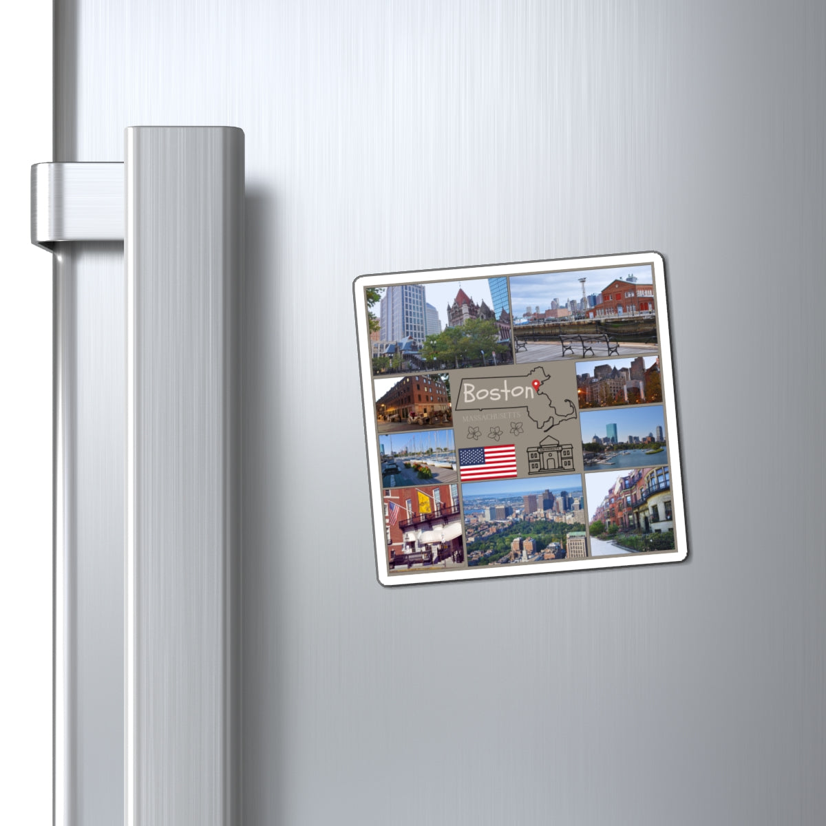 Boston Travel Magnet - Massachusetts Souvenir, City Landmarks
