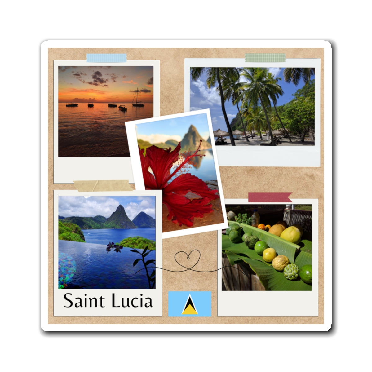 Premium St Lucia Caribbean Travel Magnet – Custom Island Souvenir & Gift