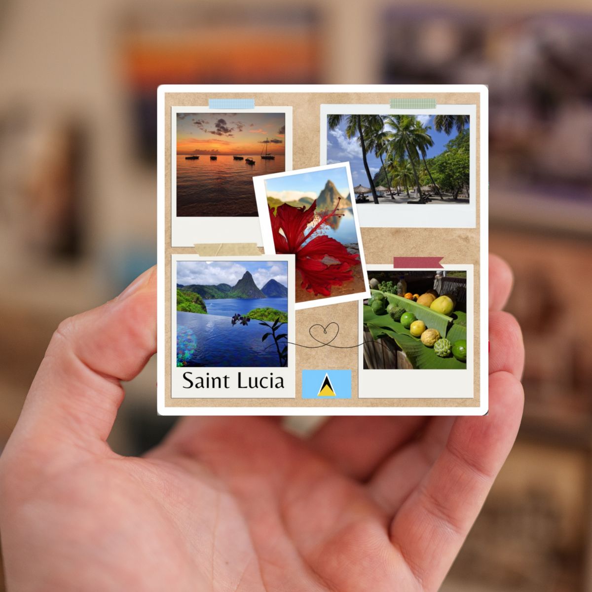 Premium St Lucia Caribbean Travel Magnet – Custom Island Souvenir & Gift
