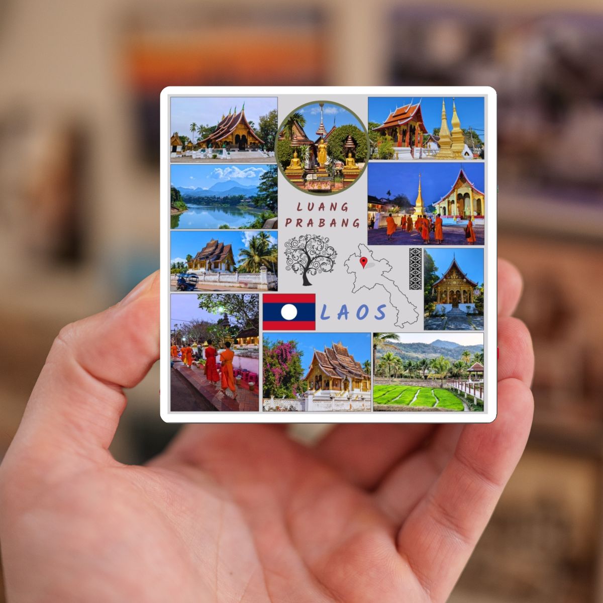 Premium Luang Prabang Laos Travel Magnet – Custom Souvenir & Gift