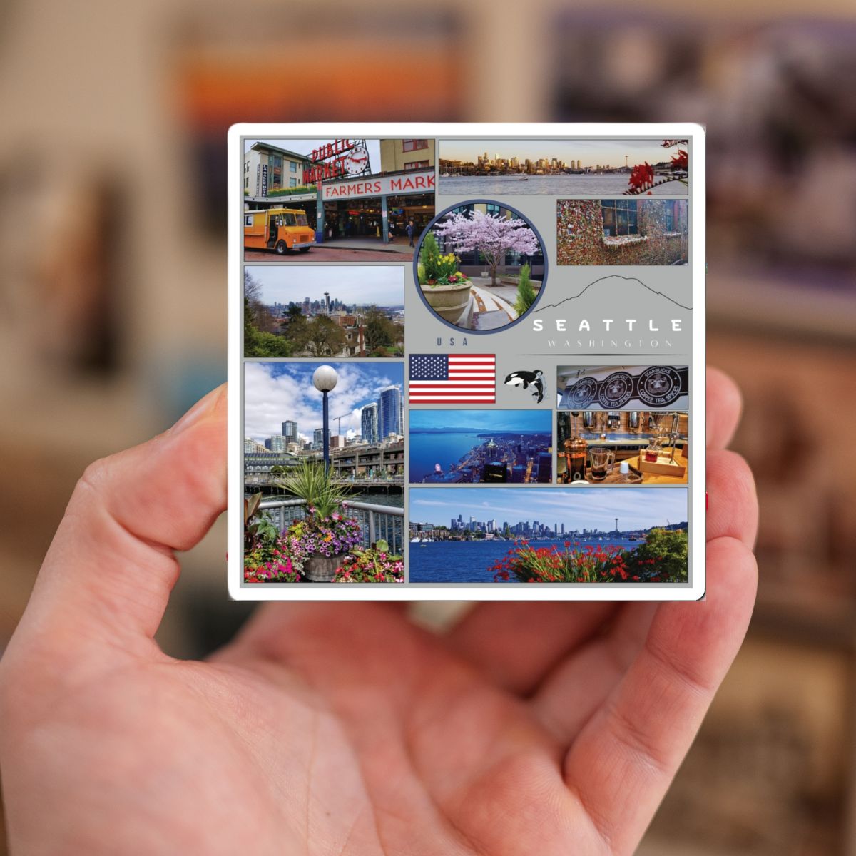 Seattle Washington Travel Magnet – Iconic Emerald City Skyline Souvenir