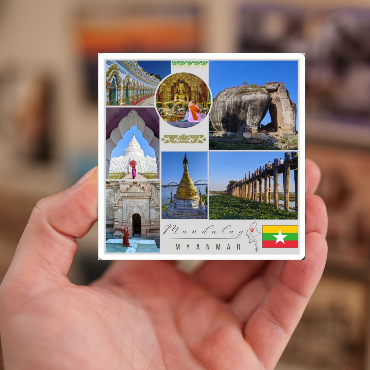Mandalay Myanmar Matte Vinyl Magnet | Historic Cultural Capital Fridge Decor