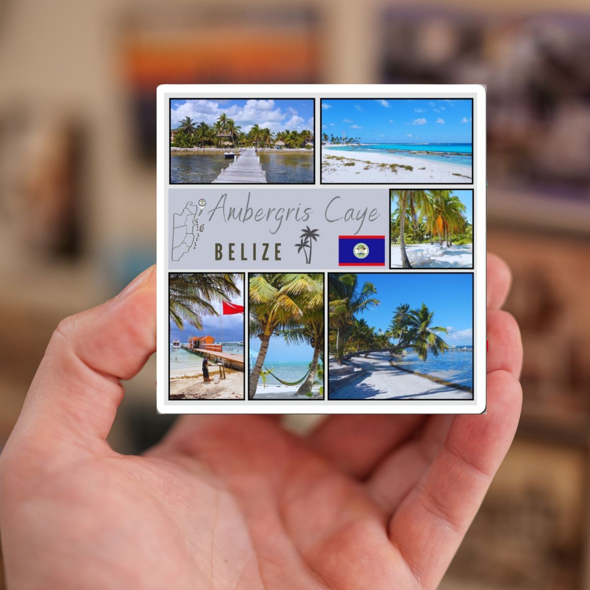 Ambergris Caye Belize Matte Vinyl Magnet | Caribbean Island Beach Fridge Decor