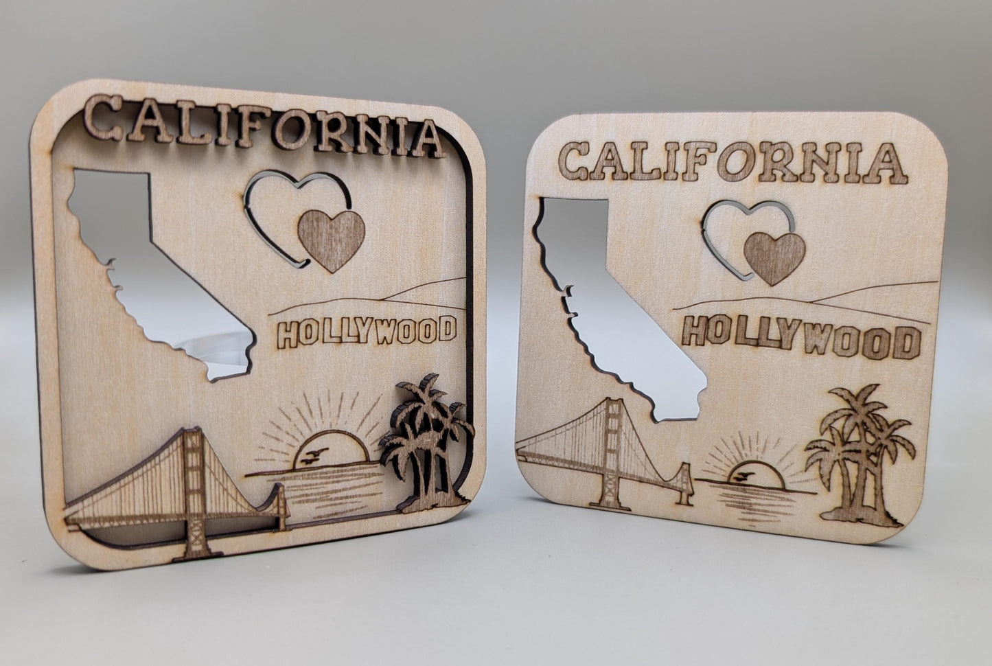 Laser-Cut Wood California Fridge Magnet, Travel Souvenir
