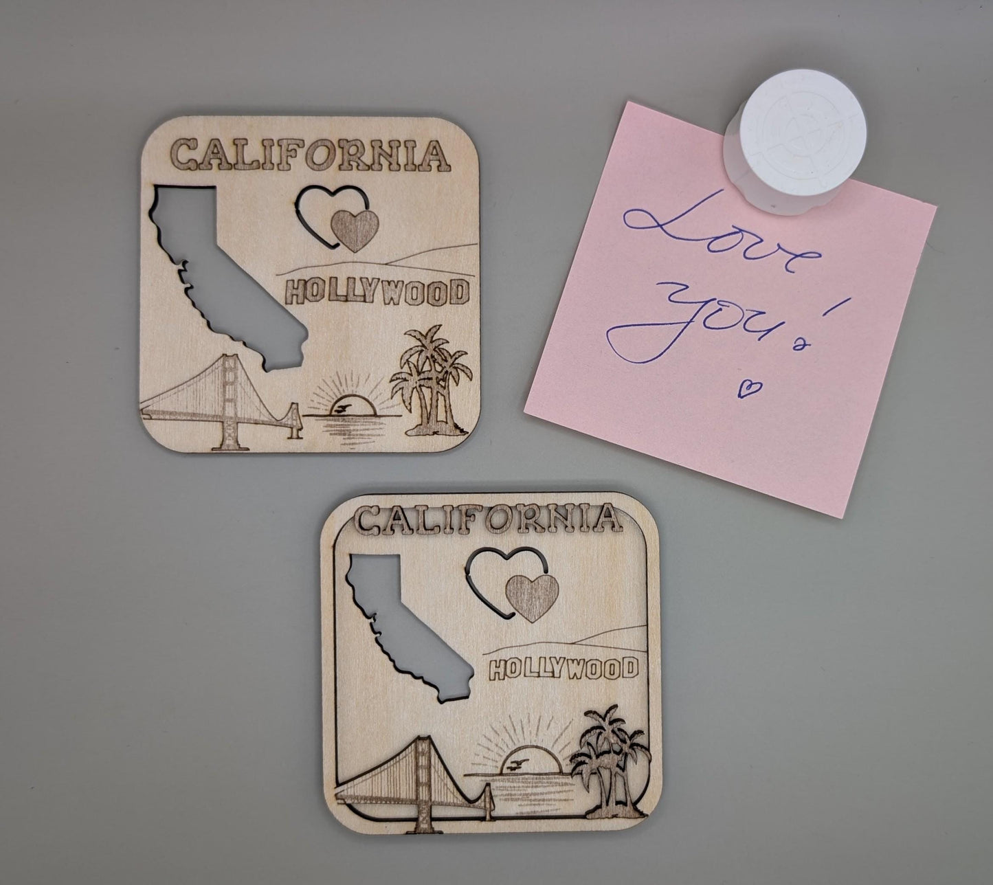 Laser-Cut Wood California Fridge Magnet, Travel Souvenir