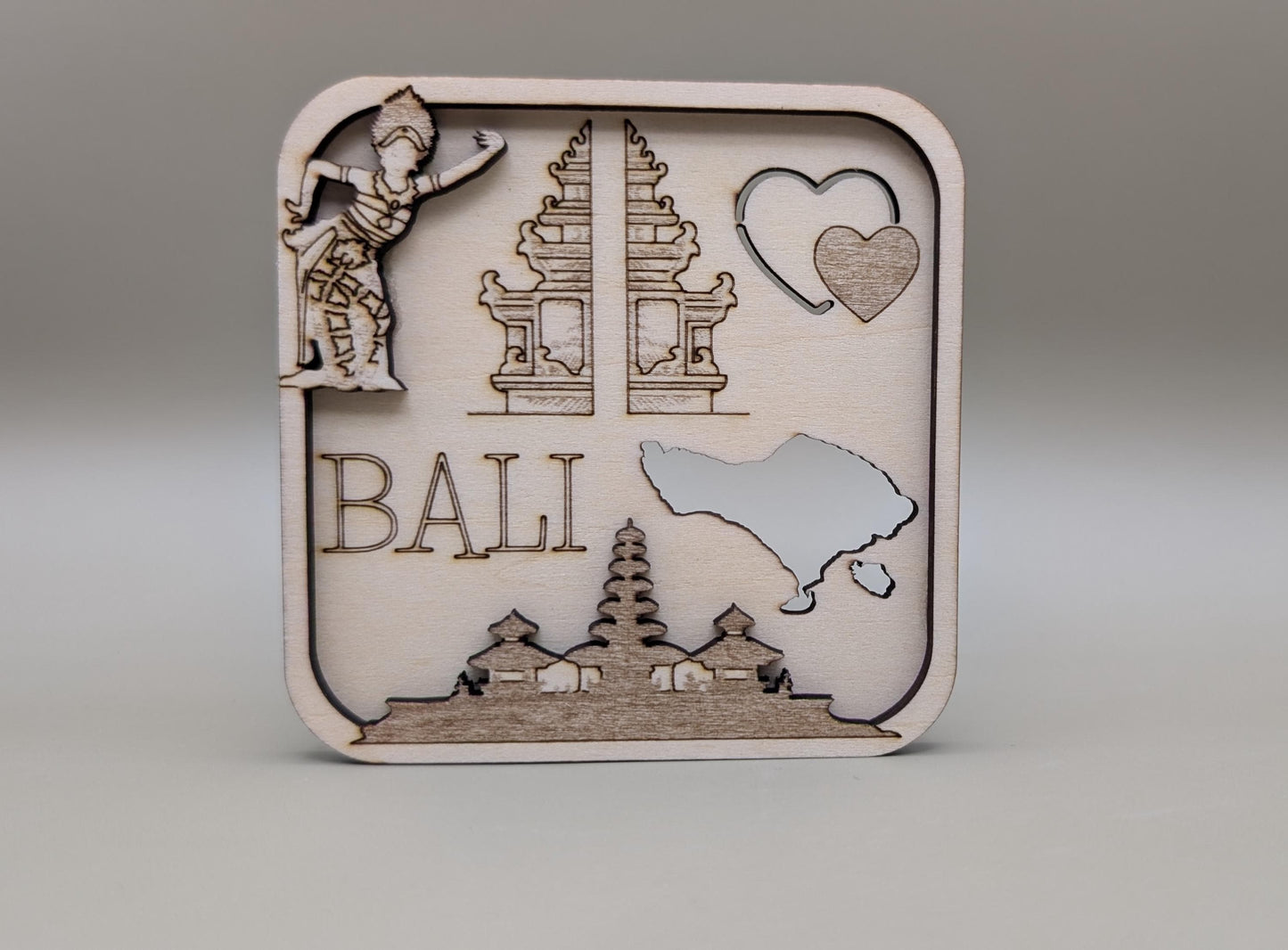 Bali Laser-Cut Wood Fridge Magnet – Unique, Thoughtful, and Memorable Travel Gift, Indonesia Souvenir, Birthday, Anniversary, Housewarming