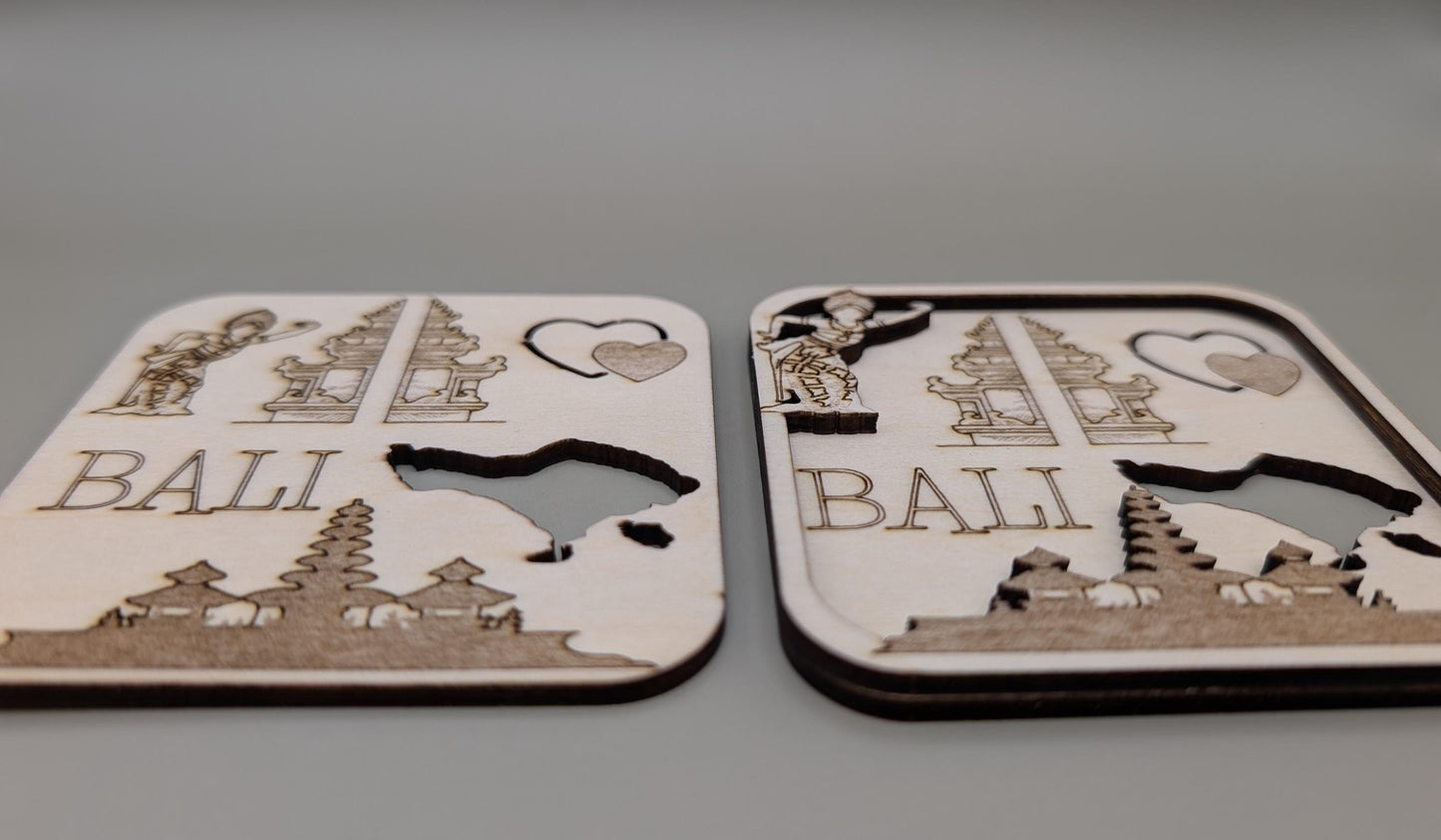 Bali Laser-Cut Wood Fridge Magnet – Unique, Thoughtful, and Memorable Travel Gift, Indonesia Souvenir, Birthday, Anniversary, Housewarming