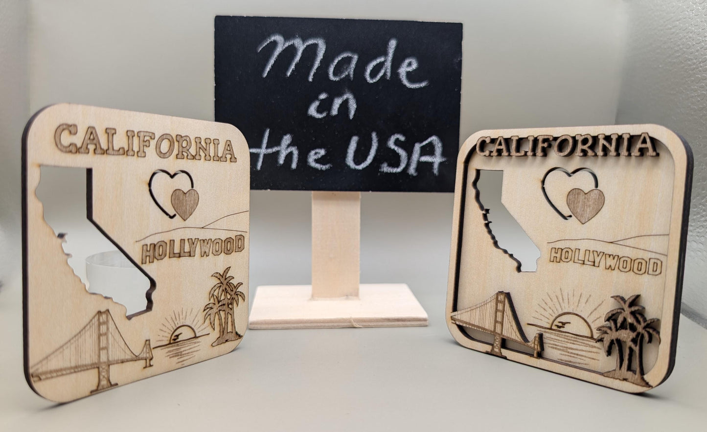 Laser-Cut Wood California Fridge Magnet, Travel Souvenir