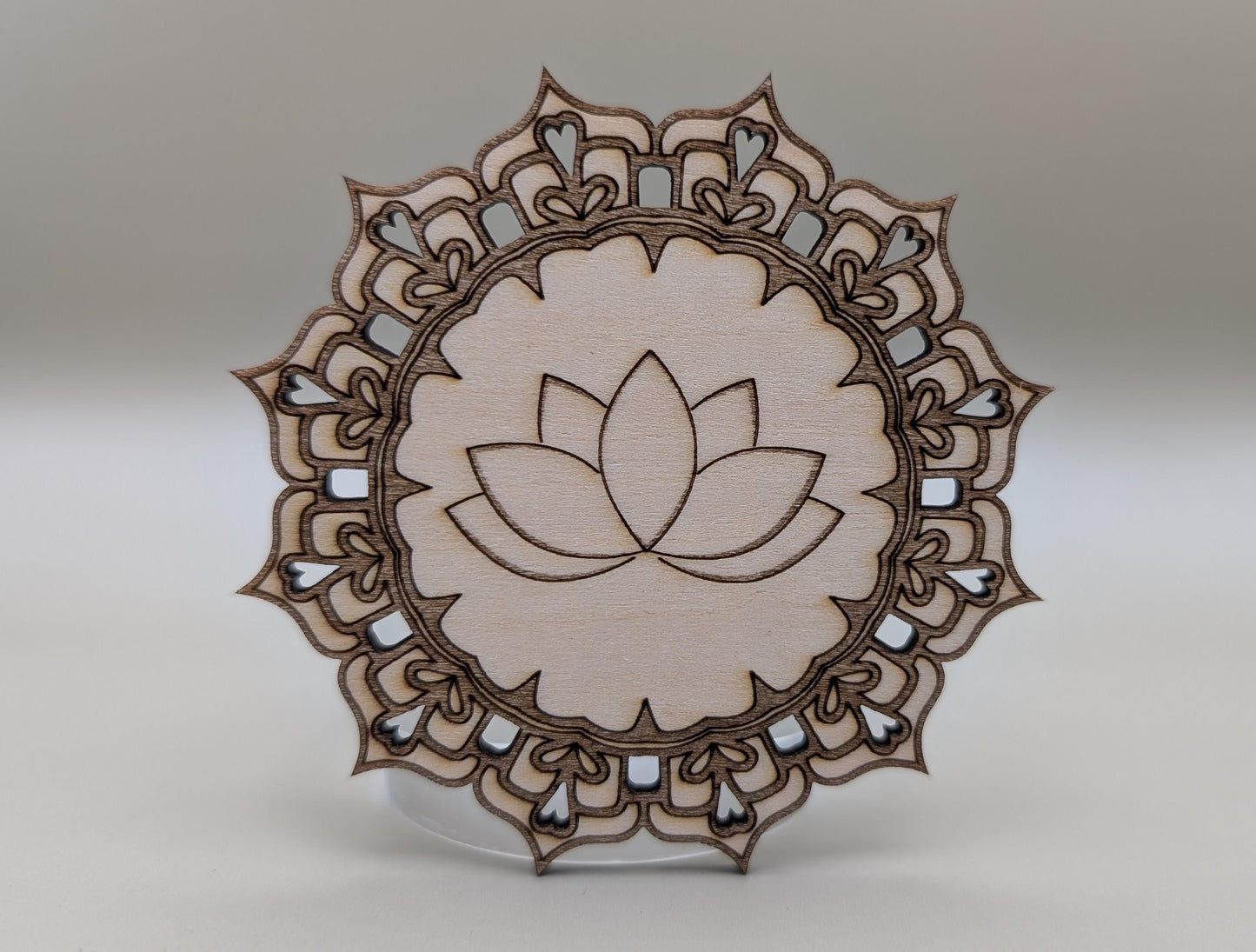 Laser-Cut Wood Mandala Magnet: Lotus Flower, Spiritual Gift