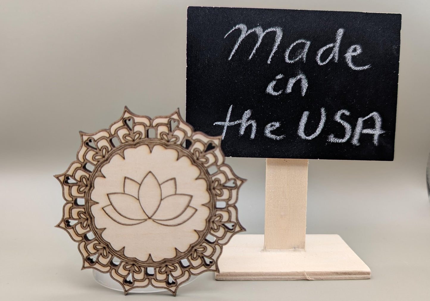 Laser-Cut Wood Mandala Magnet: Lotus Flower, Spiritual Gift