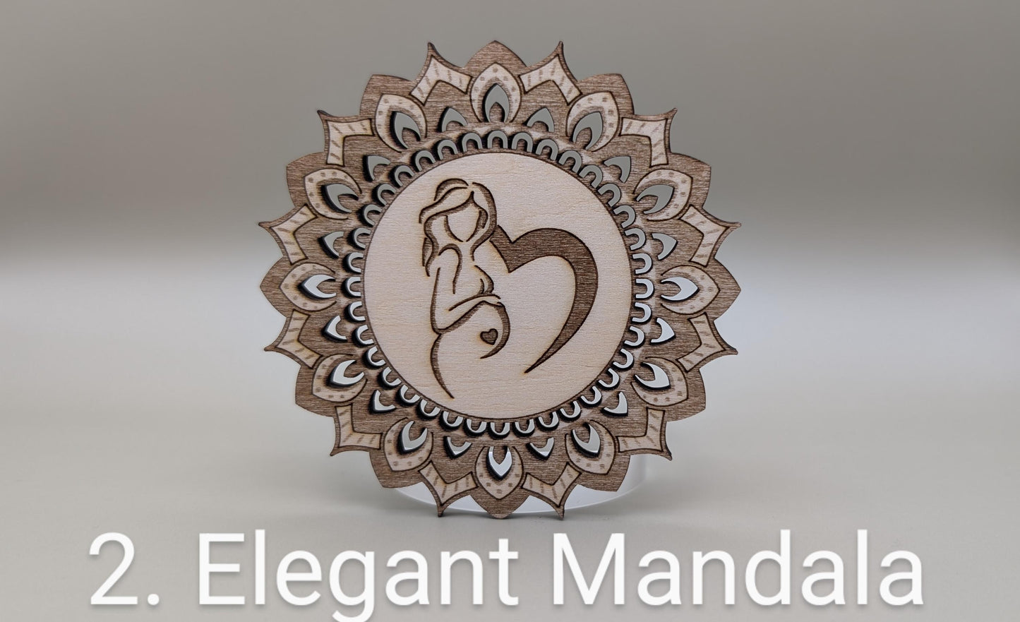 Intricate Custom Pregnancy Wood Mandala Fridge Magnet, Spiritual Decor, Unique, Prenatal Gift for Baby Shower or Pregnancy Announcement
