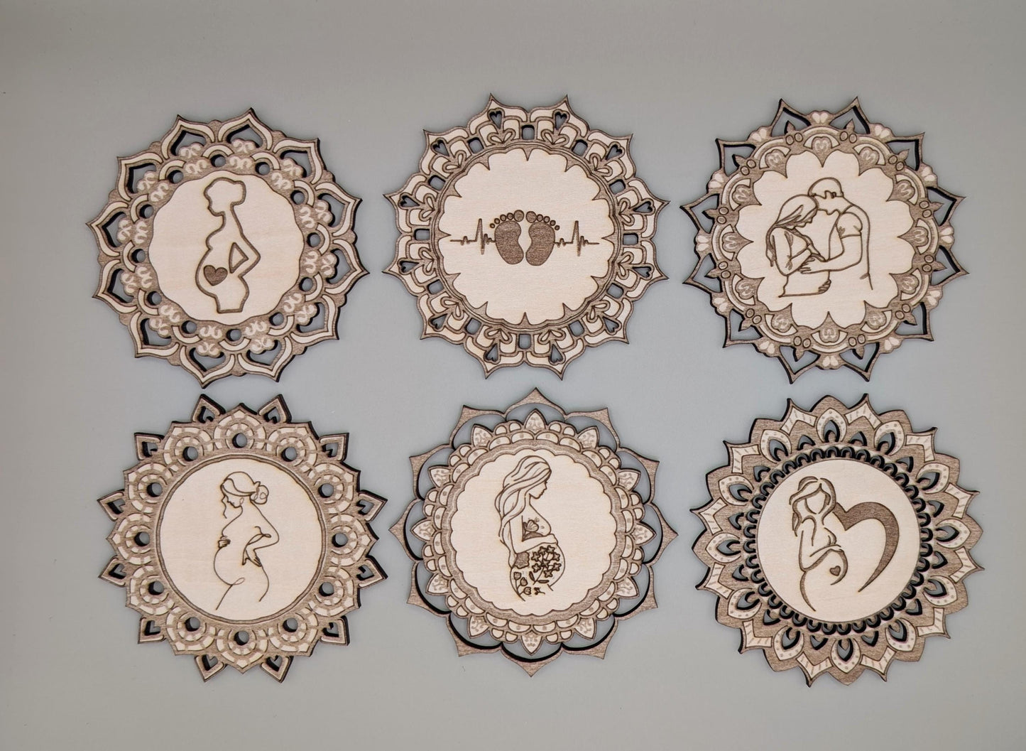 Intricate Custom Pregnancy Wood Mandala Fridge Magnet, Spiritual Decor, Unique, Prenatal Gift for Baby Shower or Pregnancy Announcement