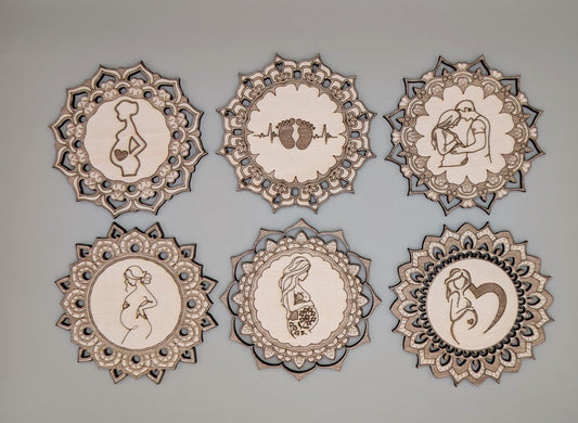 Intricate Custom Pregnancy Wood Mandala Fridge Magnet, Spiritual Decor, Unique, Prenatal Gift for Baby Shower or Pregnancy Announcement