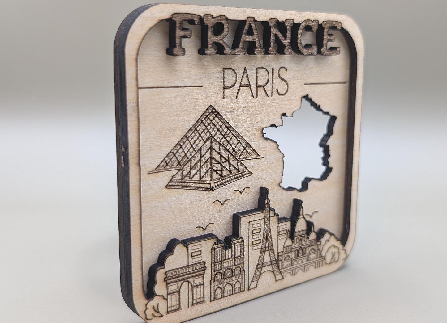 Paris France Wood Fridge Magnet, Travel Souvenir Gift