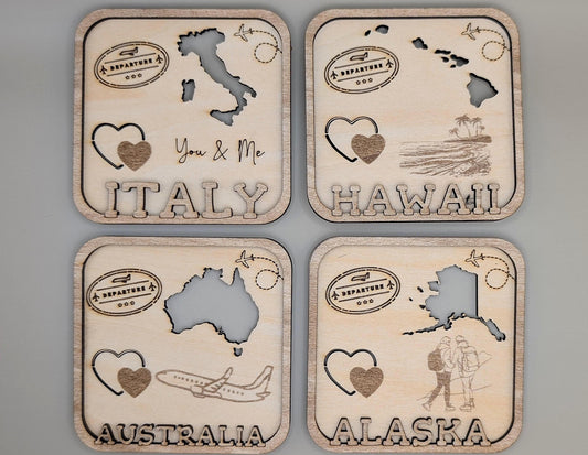 Custom Laser-Cut Wood Fridge Magnet – Personalized Travel Souvenir